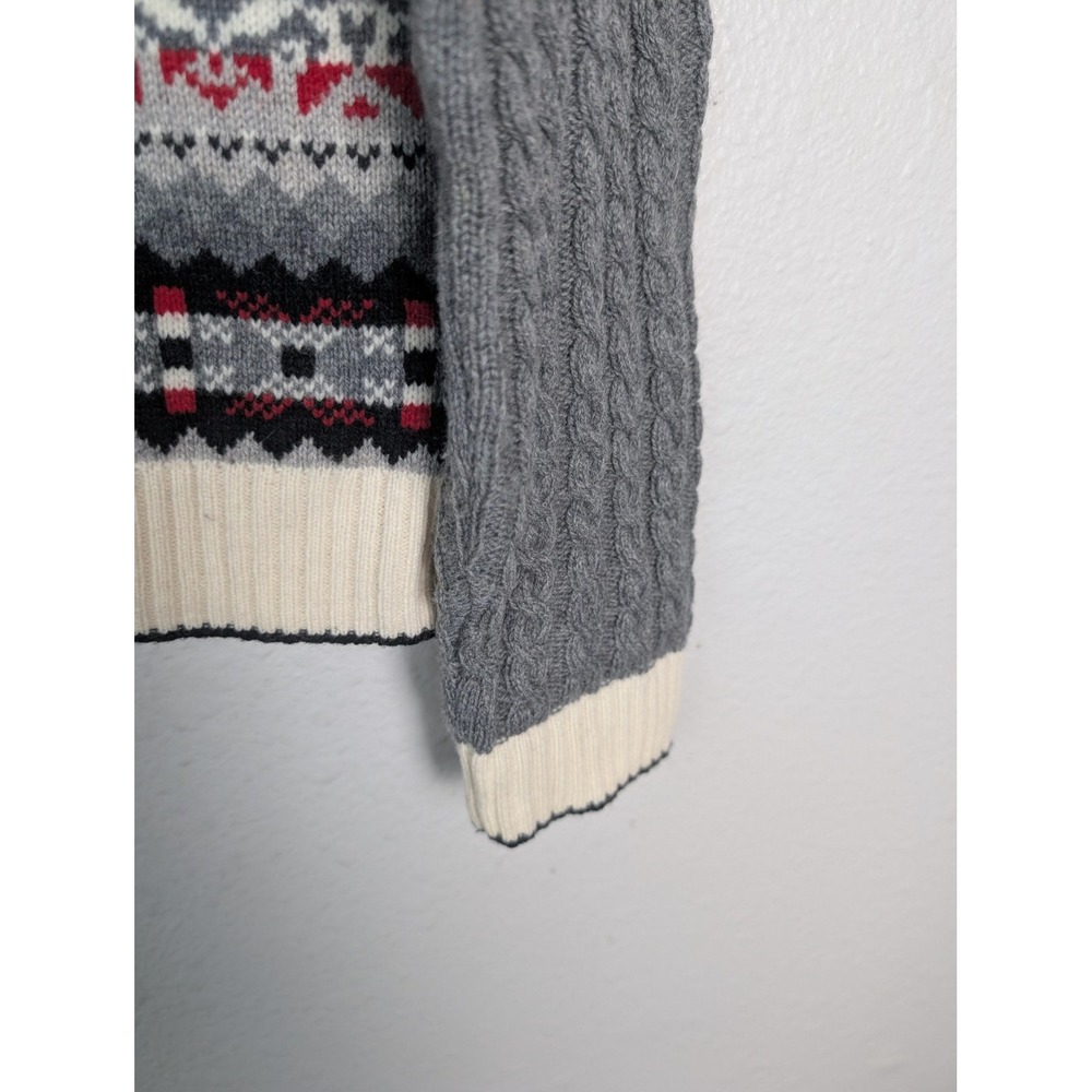 Brooks Brothers Red Fleece Cardigan Sweater Womens Medium Fair Isle Merino Wool - Picture 4 of 7